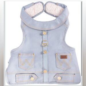 Wrangler Dog Pup Blue Denim Vest Harness Size Large (L) NWT